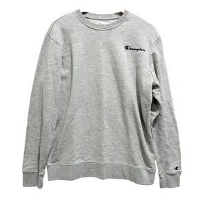 Champion Mens M Gray Crewneck Sweatshirt Logo Pullover